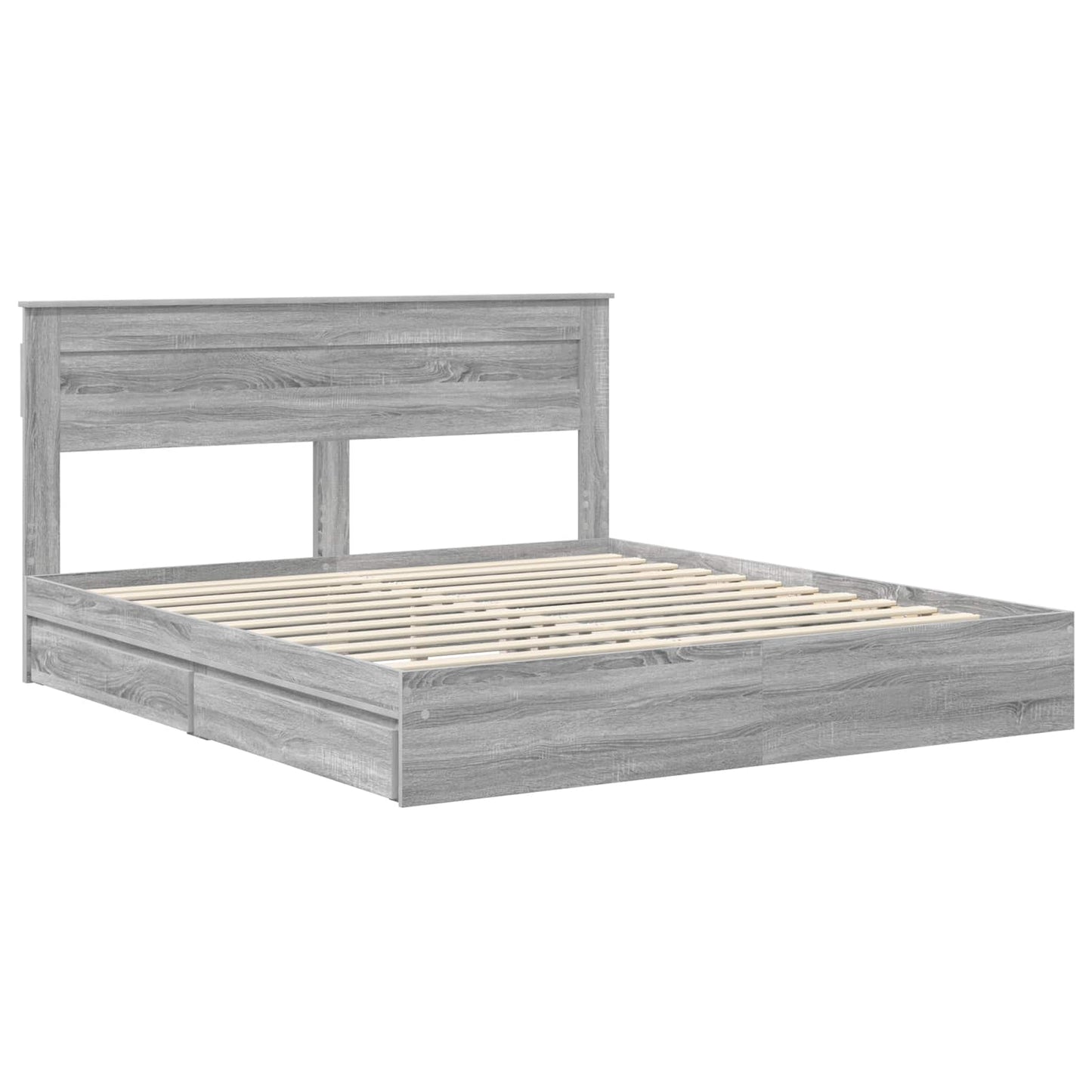 vidaXL Storage Bed Grey Sonoma 180 x 200 cm Engineered Wood 4
