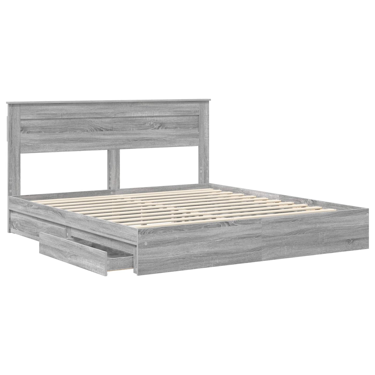vidaXL Storage Bed Grey Sonoma 180 x 200 cm Engineered Wood 5