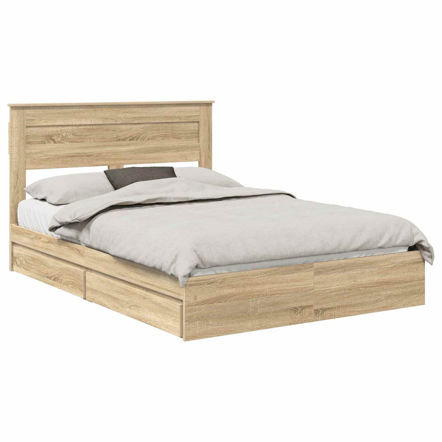 vidaXL Storage Bed with Drawer Sonoma Oak 160 x 200 cm Engineered Wood 2