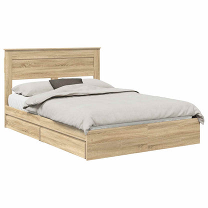 vidaXL Storage Bed with Drawer Sonoma Oak 160 x 200 cm Engineered Wood 2
