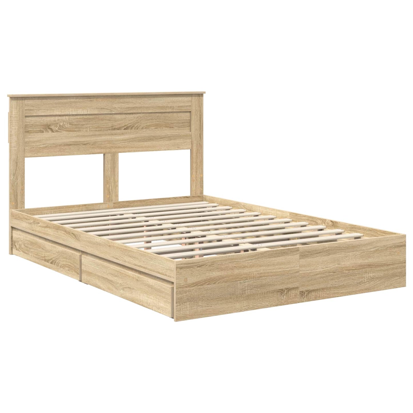 vidaXL Storage Bed with Drawer Sonoma Oak 160 x 200 cm Engineered Wood 4