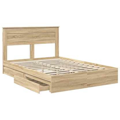 vidaXL Storage Bed with Drawer Sonoma Oak 160 x 200 cm Engineered Wood 5