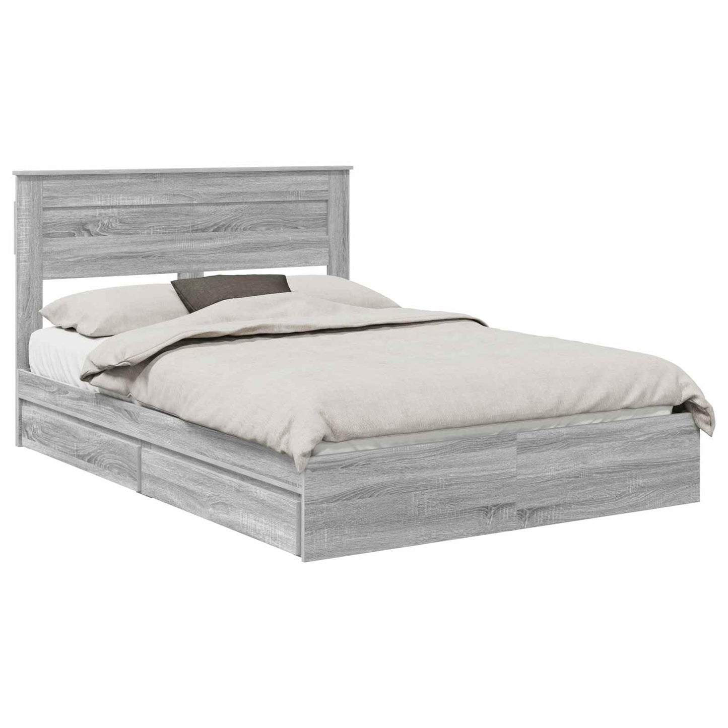 vidaXL Storage Bed Grey Sonoma 160 x 200 cm Engineered Wood 2