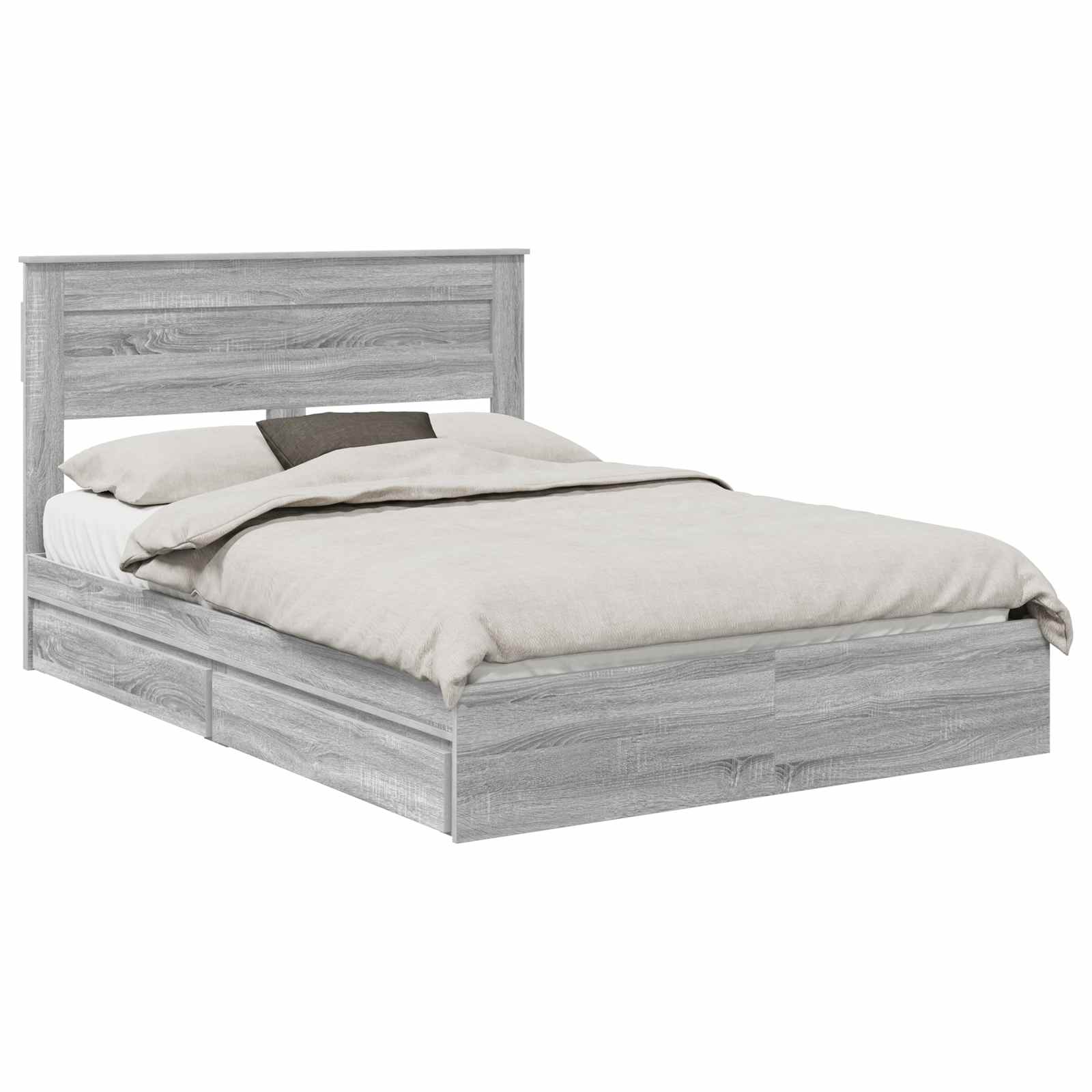 vidaXL Storage Bed Grey Sonoma 160 x 200 cm Engineered Wood 2