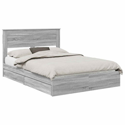 vidaXL Storage Bed Grey Sonoma 160 x 200 cm Engineered Wood 2