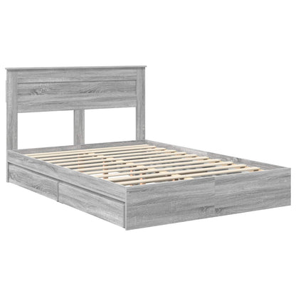 vidaXL Storage Bed Grey Sonoma 160 x 200 cm Engineered Wood 4