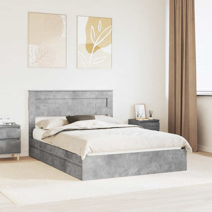 Storage Bed Engineered Wood Length 200 cm Concrete Grey 150 cm