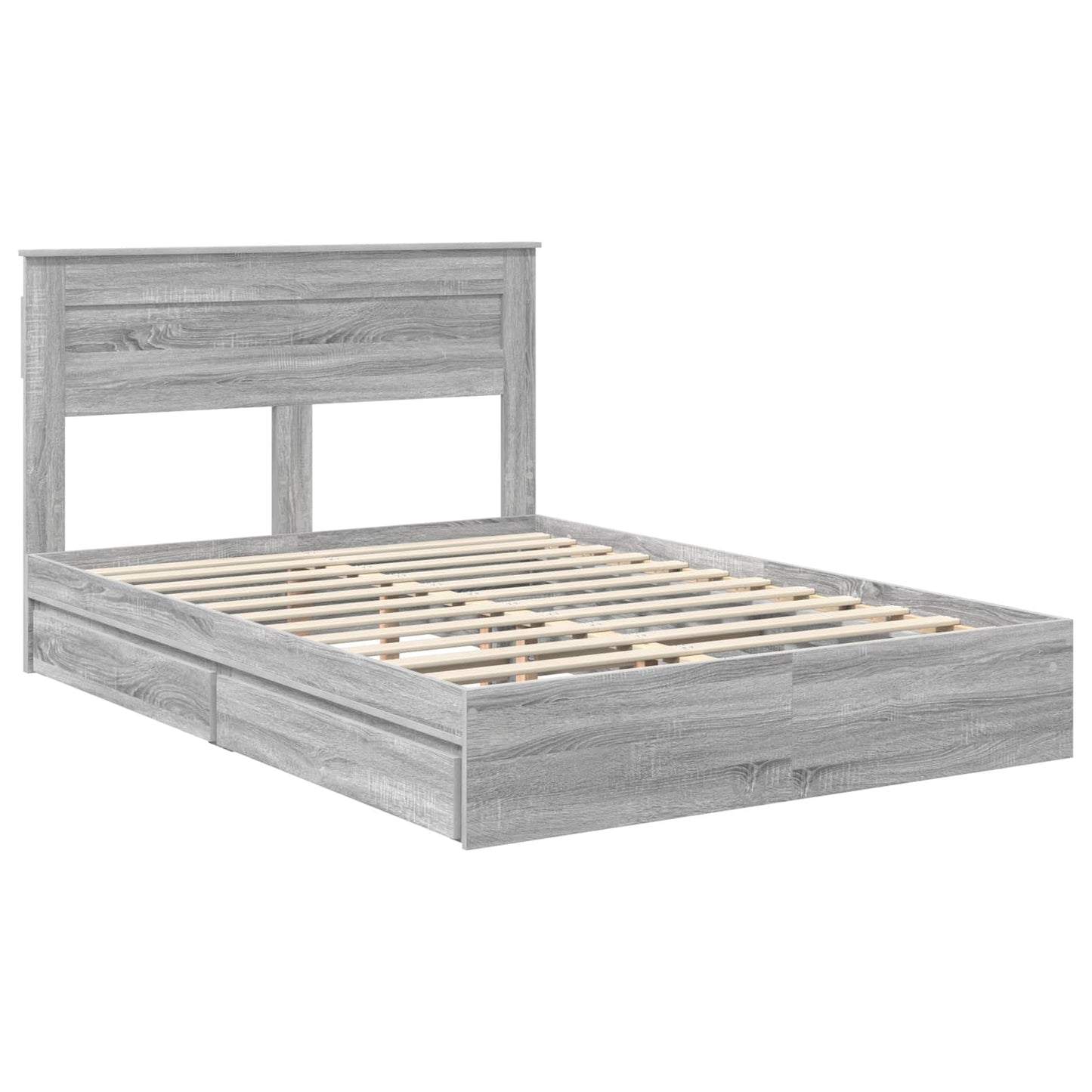 vidaXL Storage Bed Grey Sonoma 140 x 200 cm Engineered Wood 4