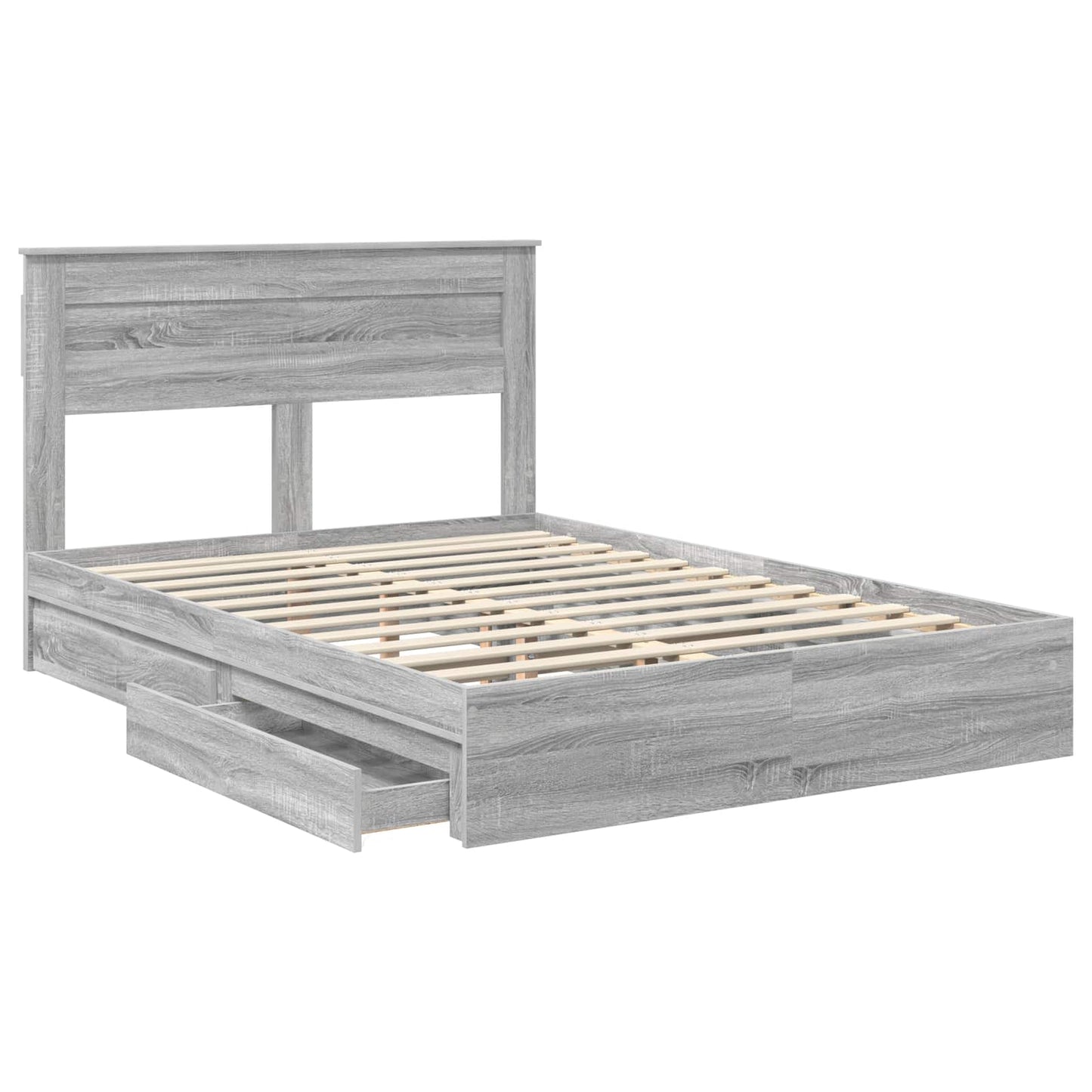vidaXL Storage Bed Grey Sonoma 140 x 200 cm Engineered Wood 5