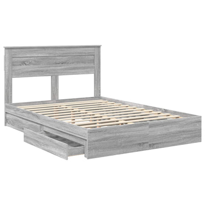 vidaXL Storage Bed Grey Sonoma 140 x 200 cm Engineered Wood 5