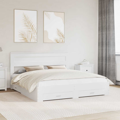 vidaXL Bed Frame with Drawer White 180 x 200 cm Engineered Wood 1