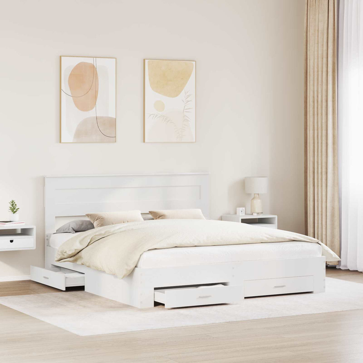 vidaXL Bed Frame with Drawer White 180 x 200 cm Engineered Wood 3