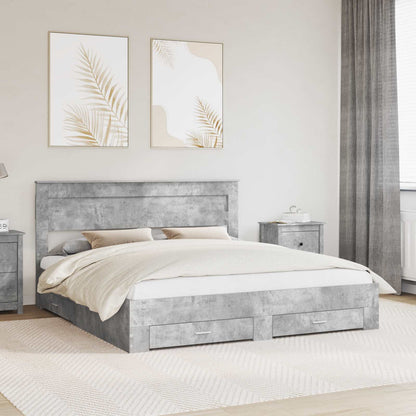 vidaXL Bed Frame Concrete Grey 180 x 200 cm Engineered Wood 1
