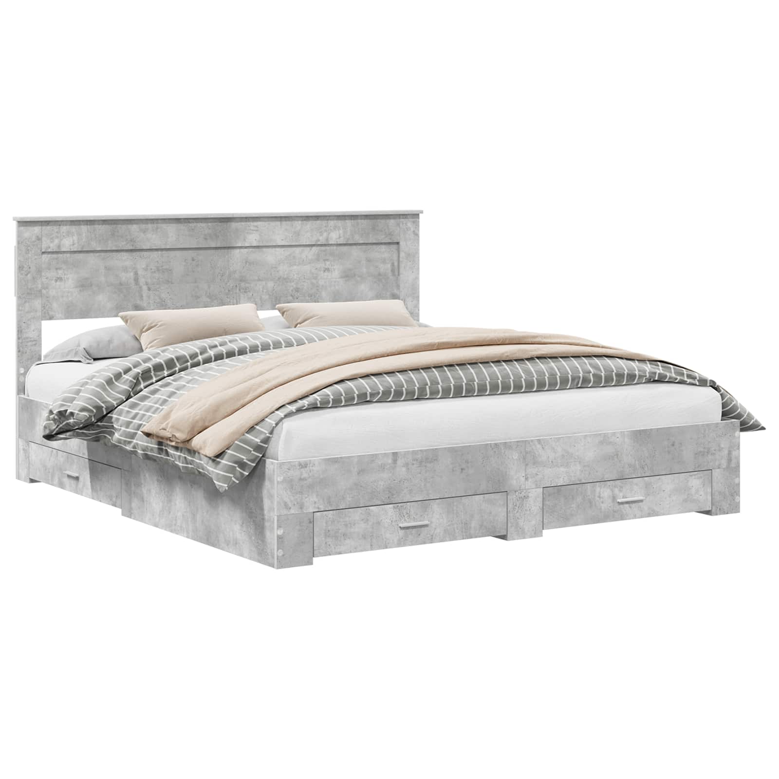 vidaXL Bed Frame Concrete Grey 180 x 200 cm Engineered Wood 2