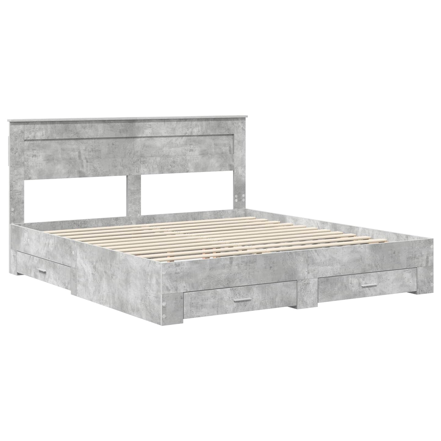 vidaXL Bed Frame Concrete Grey 180 x 200 cm Engineered Wood 4