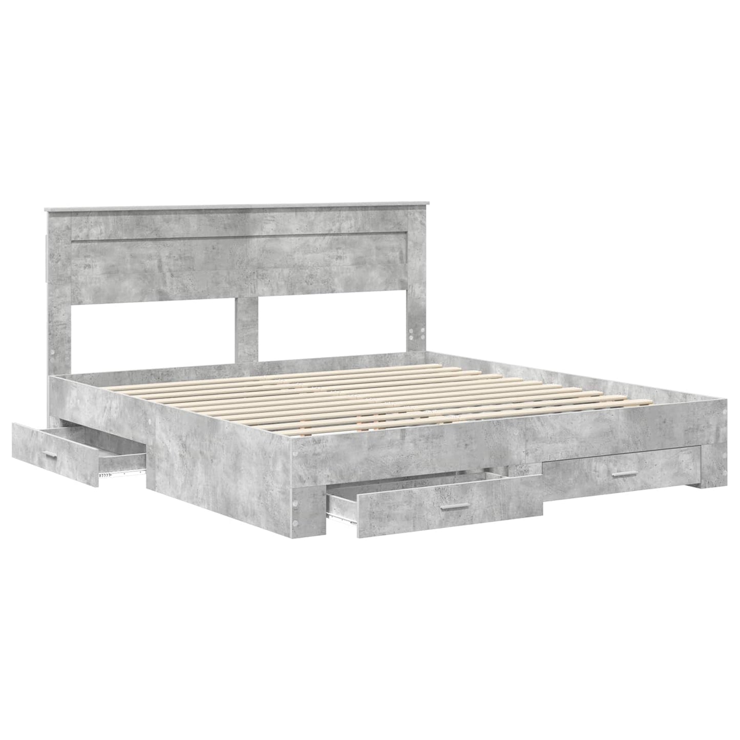 vidaXL Bed Frame Concrete Grey 180 x 200 cm Engineered Wood 5