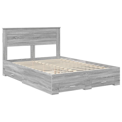 vidaXL Bed Frame with Drawer Grey Sonoma 160 x 200 cm Engineered Wood 4