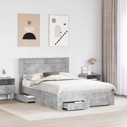 vidaXL Bed Frame Concrete Grey 150 x 200 cm Engineered Wood 3