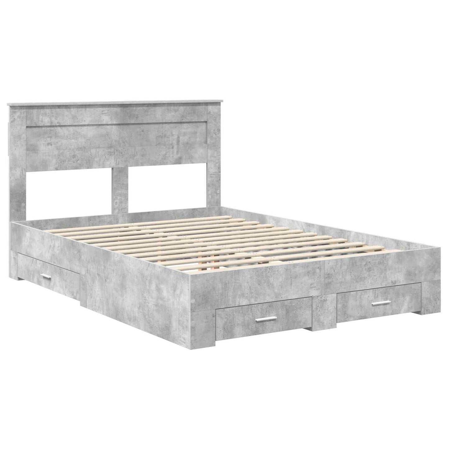 vidaXL Bed Frame Concrete Grey 150 x 200 cm Engineered Wood 4