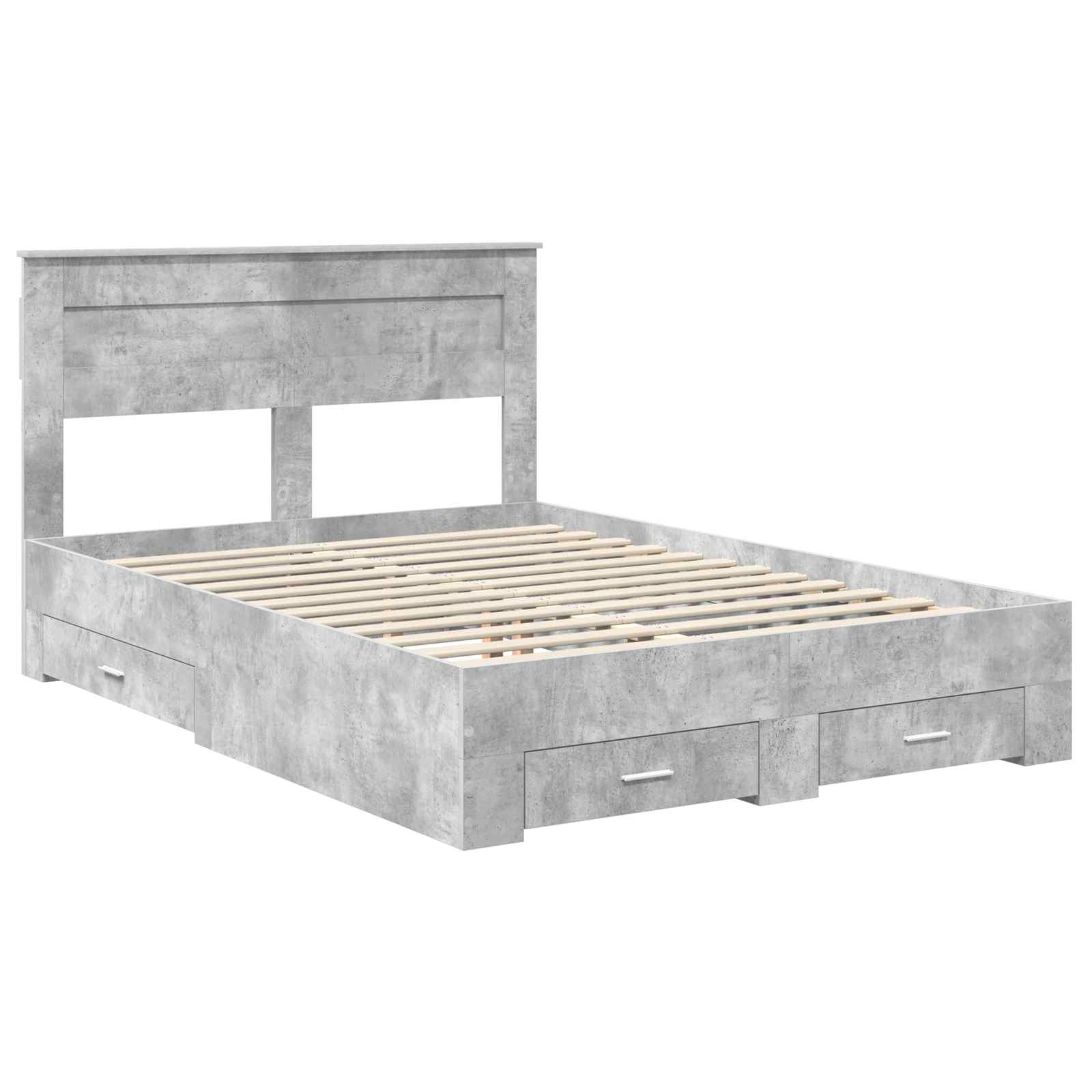 vidaXL Bed Frame Concrete Grey 150 x 200 cm Engineered Wood 4