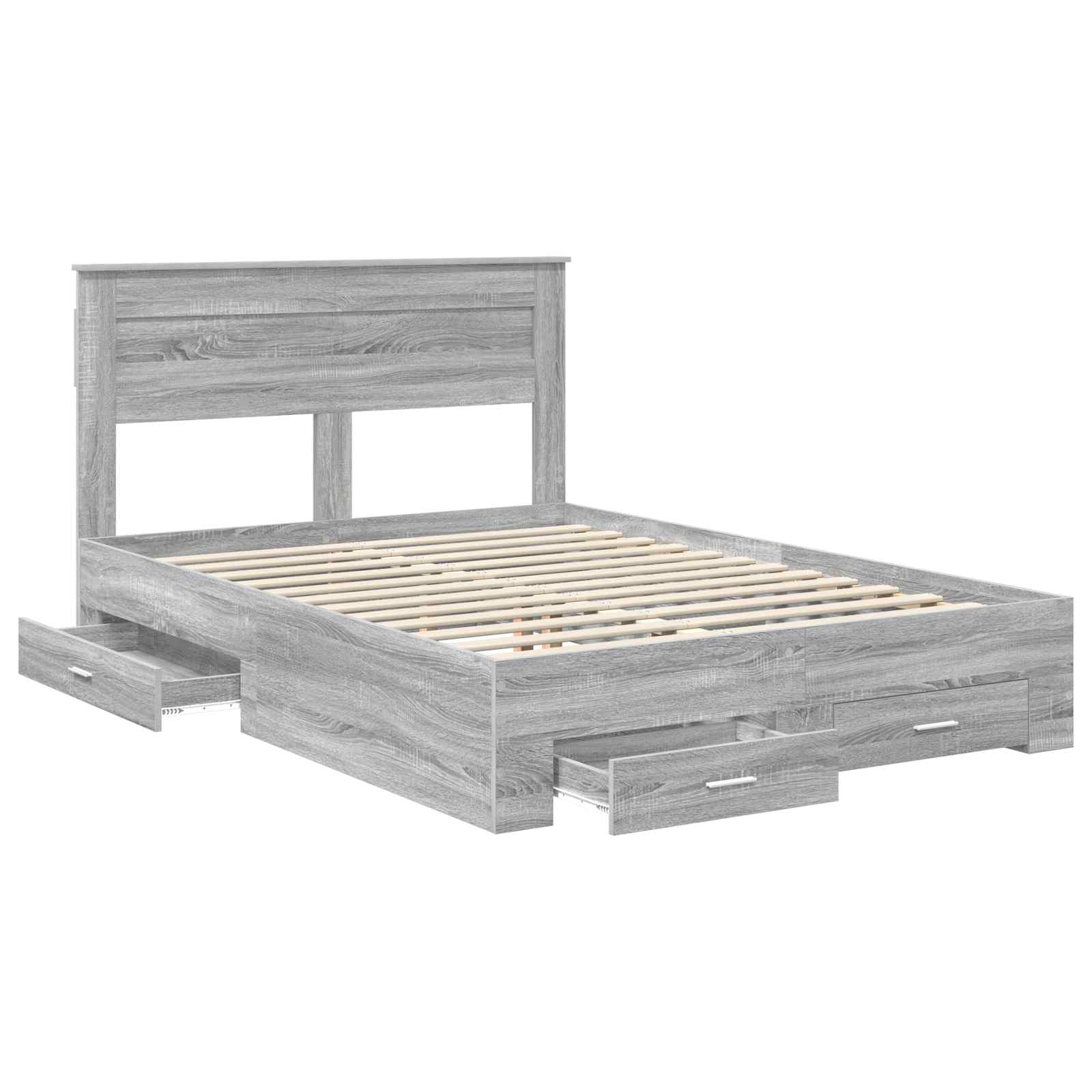 vidaXL Bed Frame with Drawer Grey Sonoma 150 x 200 cm Engineered Wood 5