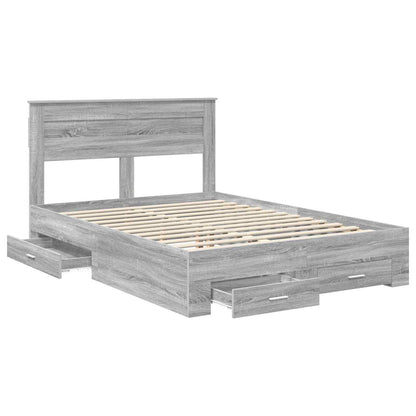 vidaXL Bed Frame with Drawer Grey Sonoma 150 x 200 cm Engineered Wood 5