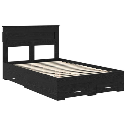 vidaXL Bed Frame with Drawer Black Oak 135 x 190 cm Engineered Wood 4
