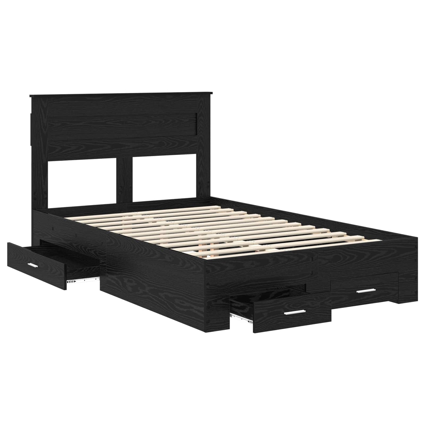 vidaXL Bed Frame with Drawer Black Oak 135 x 190 cm Engineered Wood 5