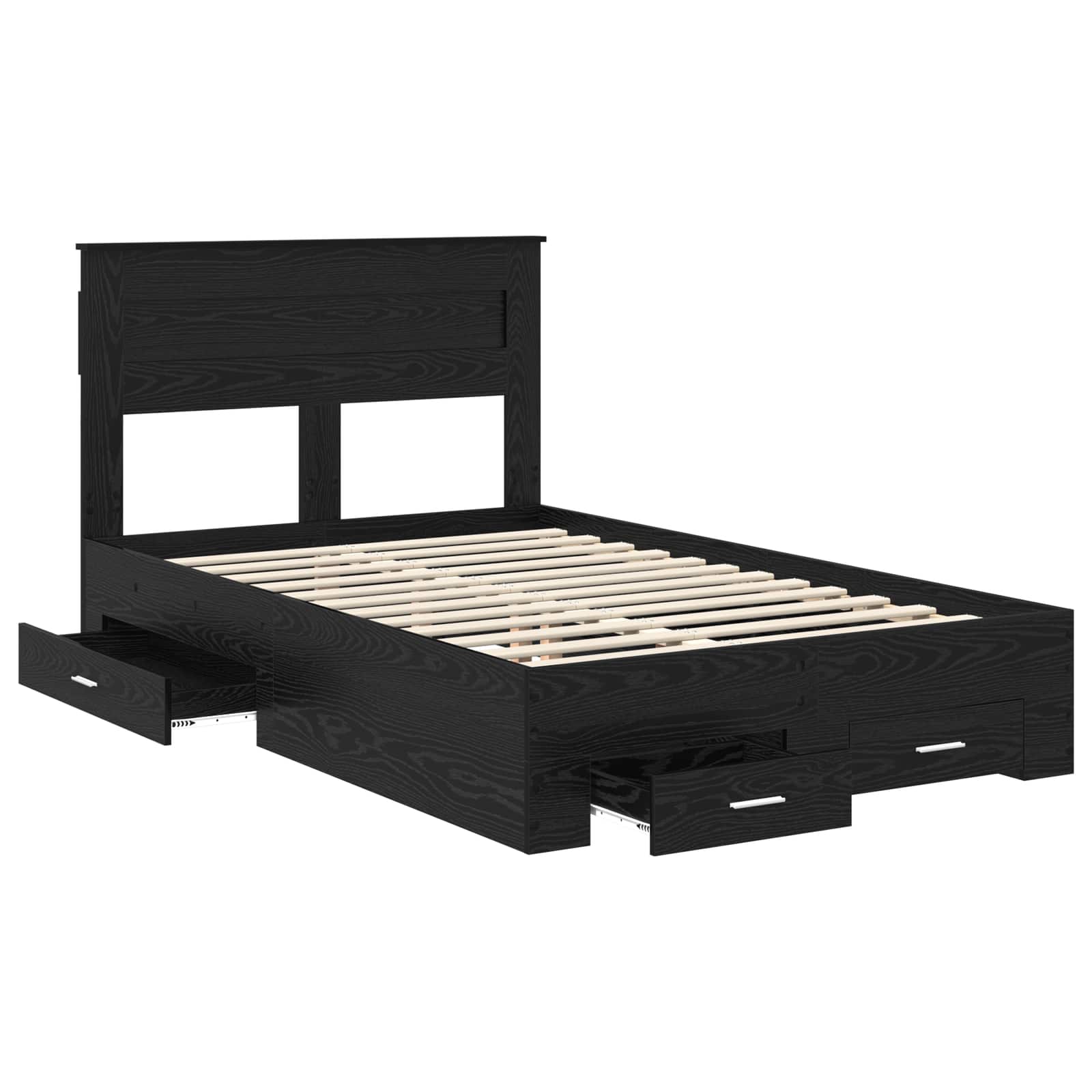 vidaXL Bed Frame with Drawer Black Oak 135 x 190 cm Engineered Wood 5