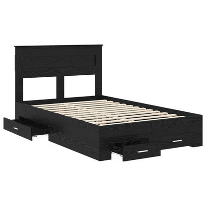vidaXL Bed Frame with Drawer Black Oak 135 x 190 cm Engineered Wood 5