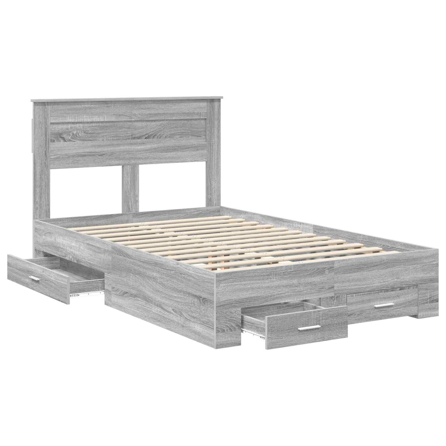 vidaXL Bed Frame with Drawer Grey Sonoma 120 x 190 cm Engineered Wood 5