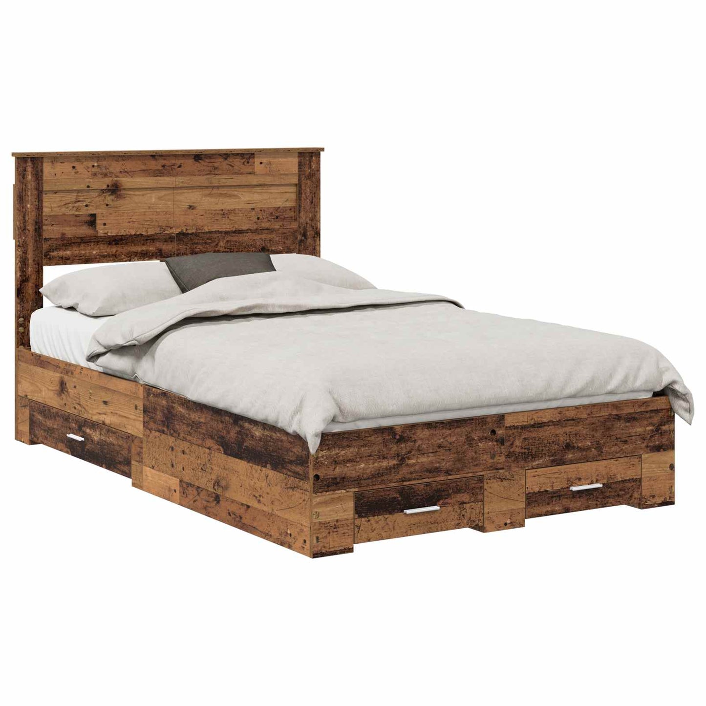 vidaXL Bed Frame with Drawer Old Wood 120 x 190 cm Engineered Wood 2