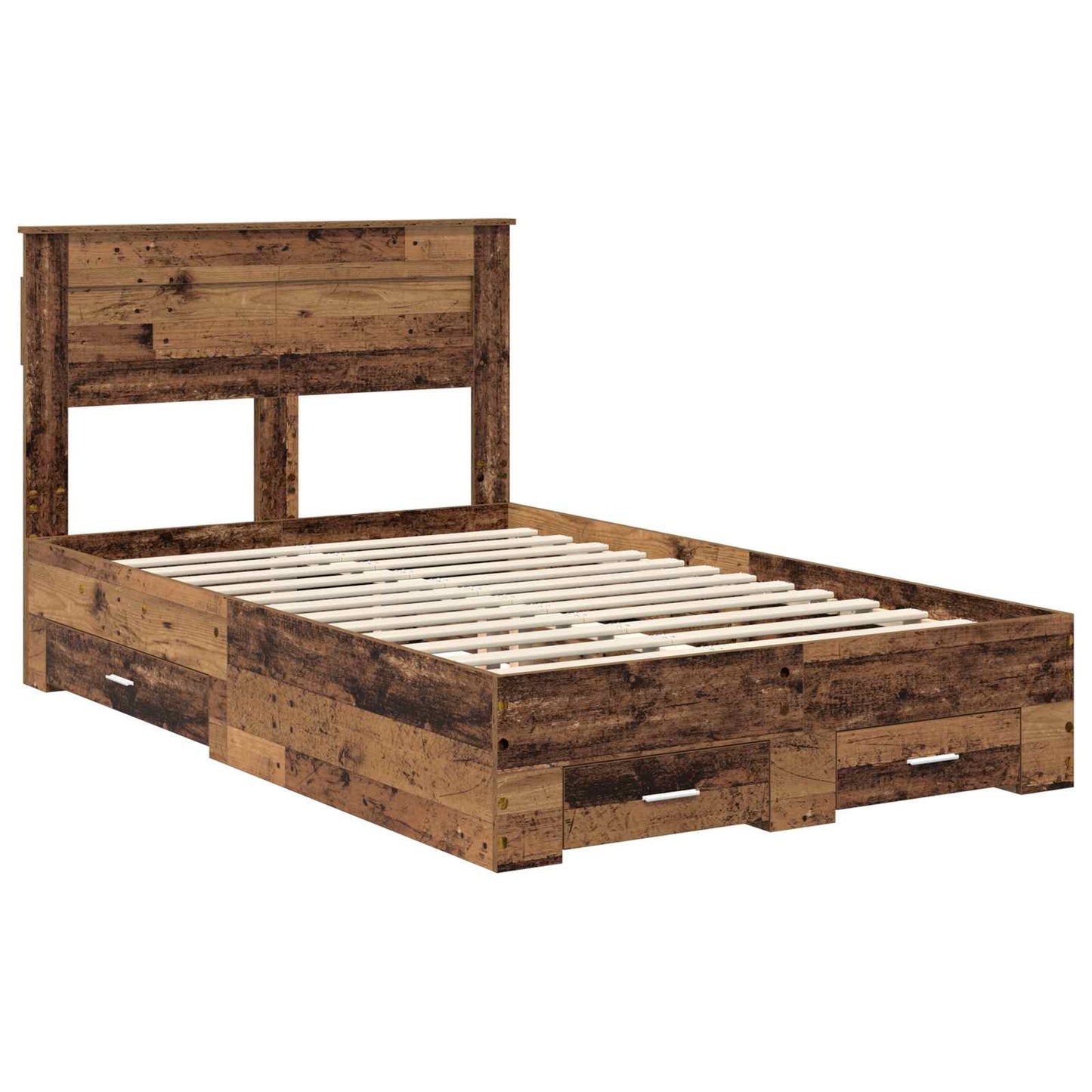 vidaXL Bed Frame with Drawer Old Wood 120 x 190 cm Engineered Wood 4