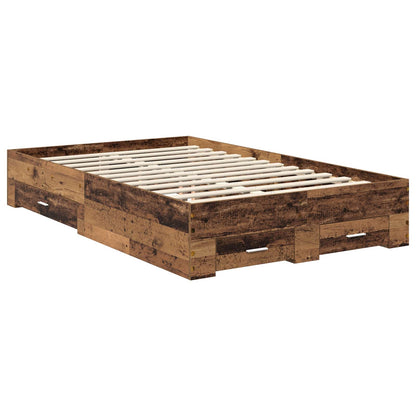 vidaXL Bed Frame with Drawer Old Wood 120 x 190 cm Engineered Wood 6