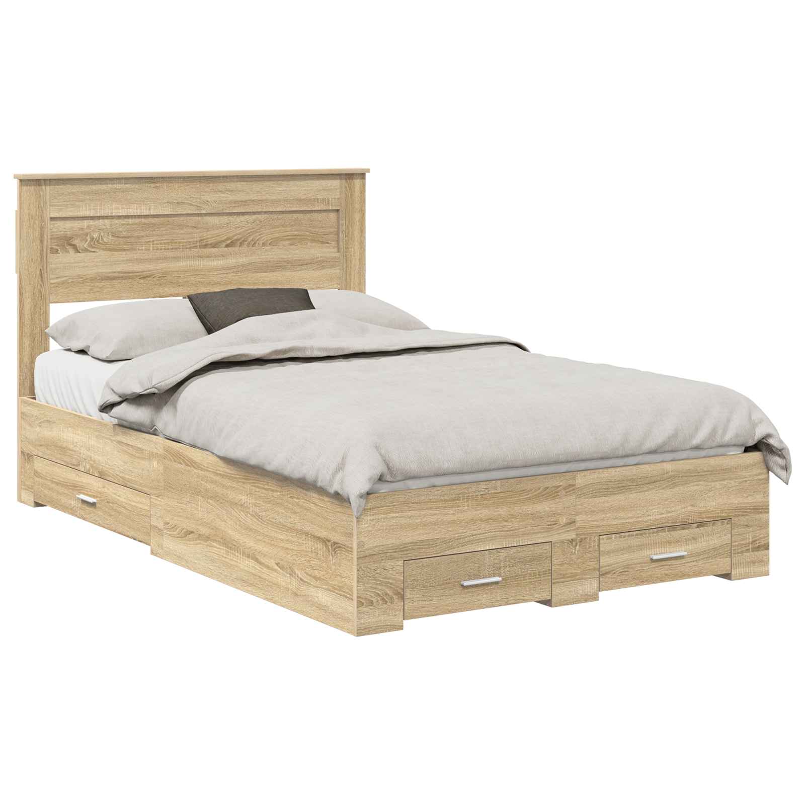 vidaXL Bed Frame with Drawer Sonoma Oak 120 x 200 cm Engineered Wood 2