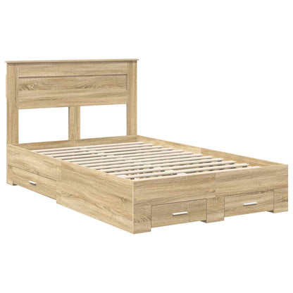 vidaXL Bed Frame with Drawer Sonoma Oak 120 x 200 cm Engineered Wood 4