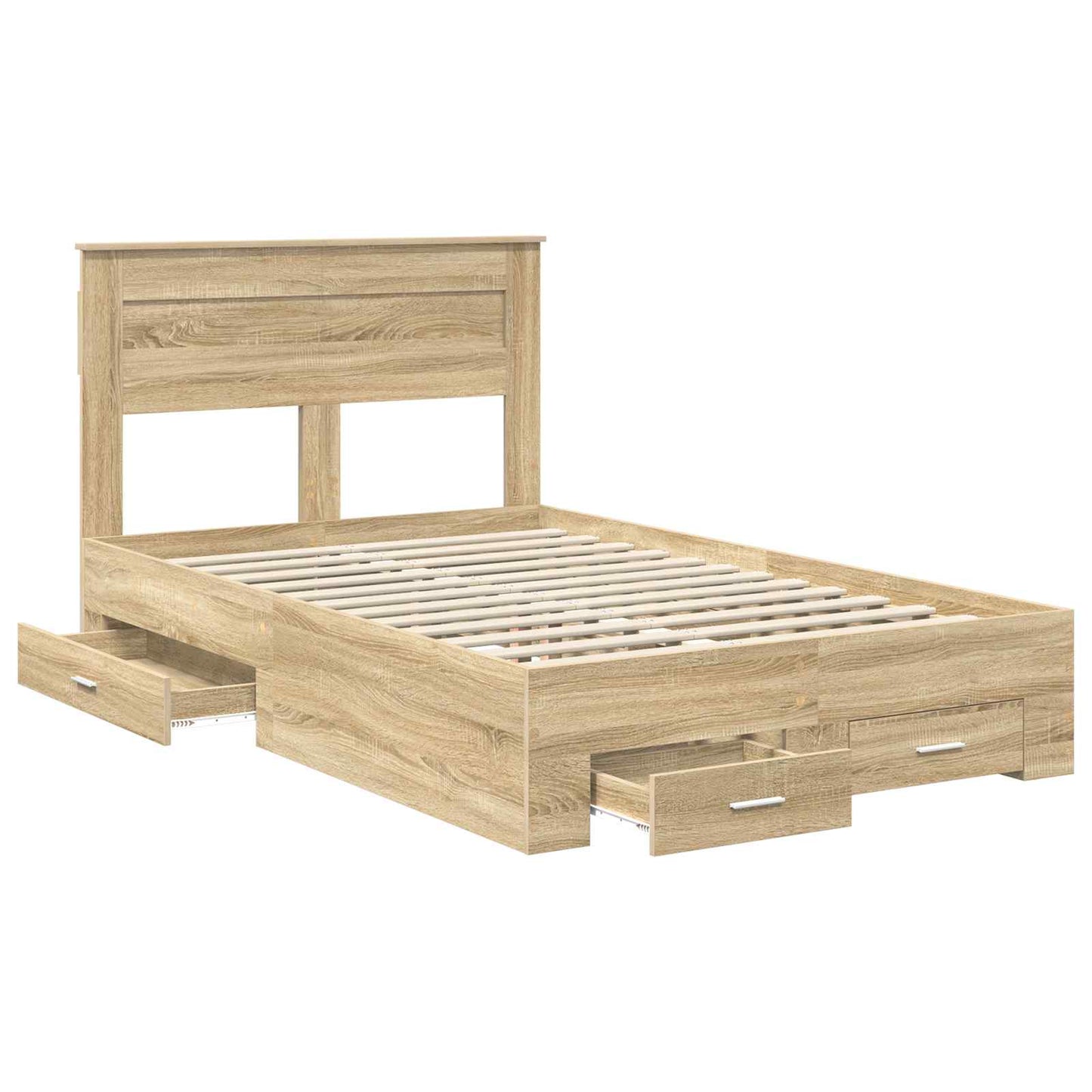 vidaXL Bed Frame with Drawer Sonoma Oak 120 x 200 cm Engineered Wood 5