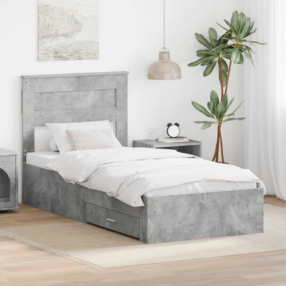 vidaXL Bed Frame Engineered Wood Length 200 cm Concrete grey