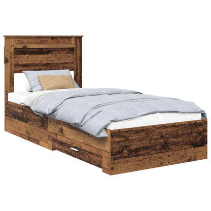 Bed Frame with Drawer 90 x 190 cm Engineered Wood Old wood