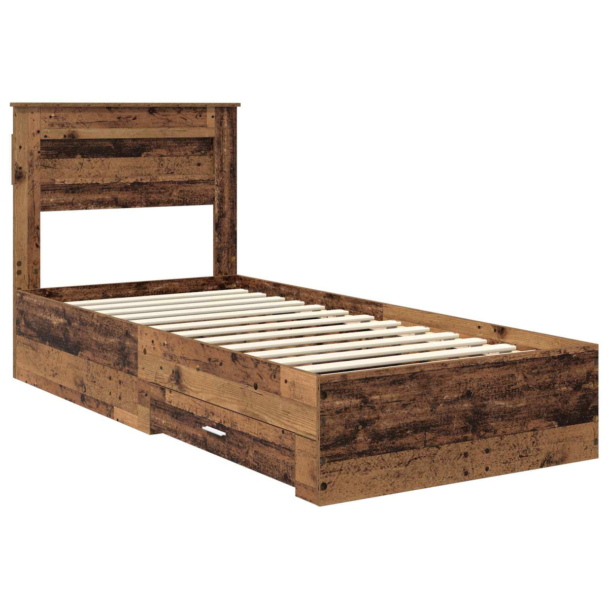 Bed Frame with Drawer 90 x 190 cm Engineered Wood Old wood