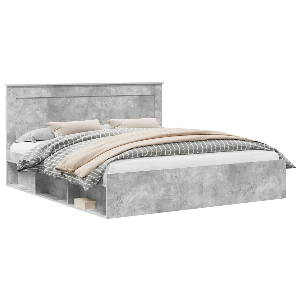 vidaXL Bed Frame Concrete Grey 180 x 200 cm Engineered Wood 2