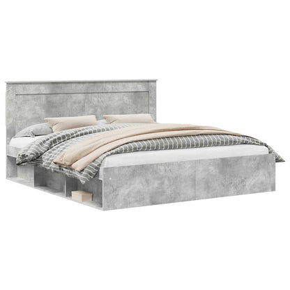 Bed Frame Engineered Wood Length 200 cm Concrete grey 180 cm