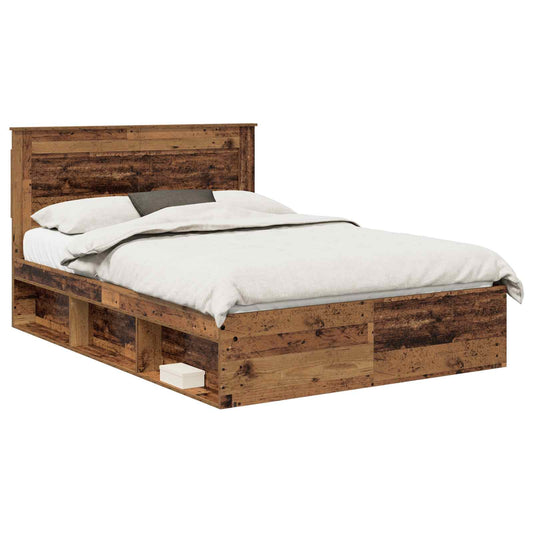 vidaXL Bed Frame with Headboard Old Wood 150 x 200 cm Solid Pine Wood 2