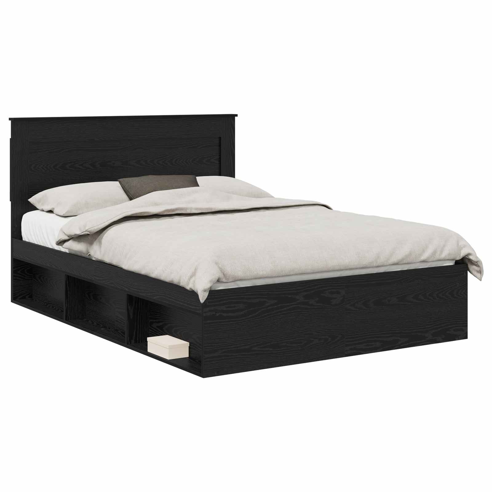 vidaXL Bed Frame with Headboard Black 140 x 190 cm Solid Pine Wood 2