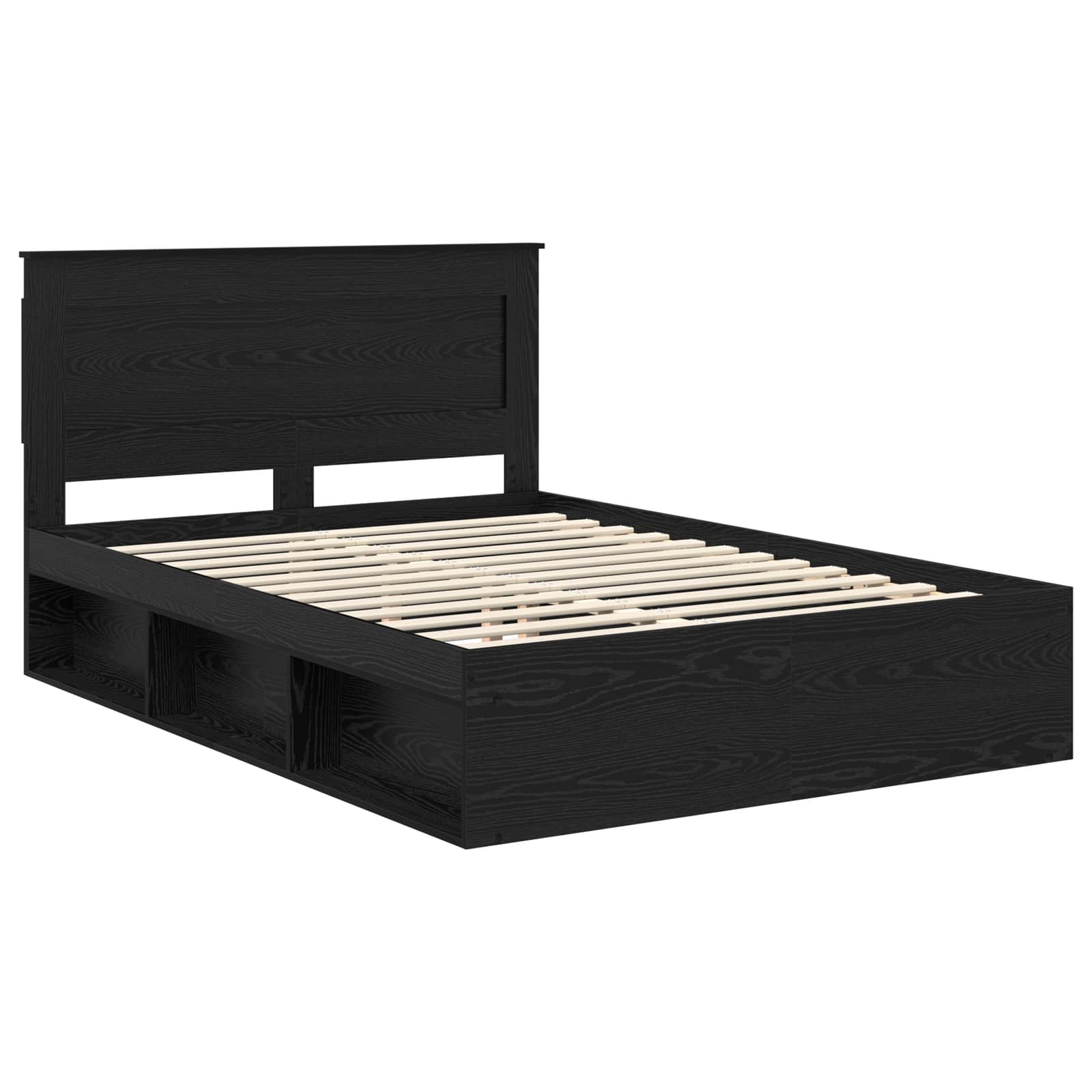vidaXL Bed Frame with Headboard Black 140 x 190 cm Solid Pine Wood 4