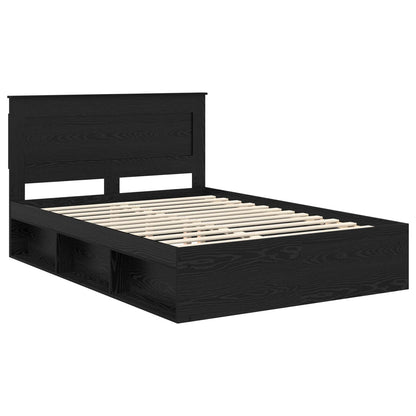 vidaXL Bed Frame with Headboard Black 140 x 190 cm Solid Pine Wood 4