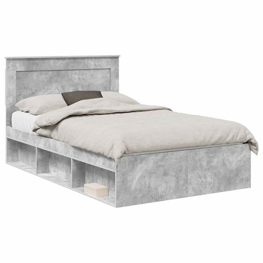 vidaXL Bed Frame Plain Concerte Grey 135 x 190 cm Solid Pine Wood 2