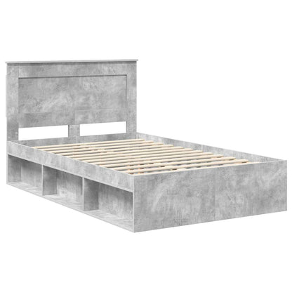vidaXL Bed Frame Plain Concerte Grey 135 x 190 cm Solid Pine Wood 4