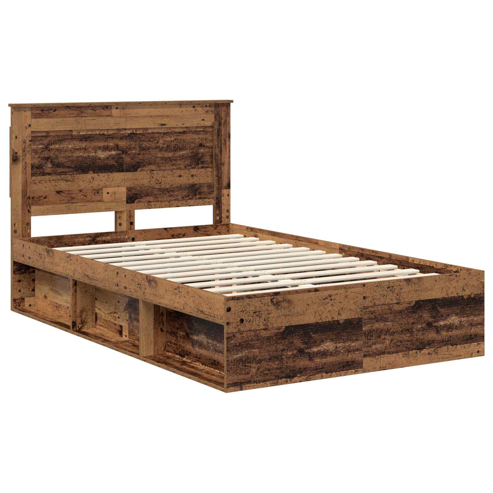 vidaXL Bed Frame with Headboard Old Wood 135 x 190 cm Solid Pine Wood 4