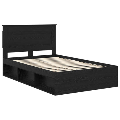 vidaXL Bed Frame with Drawer Plain Black 120 x 190 cm Solid Pine Wood 4